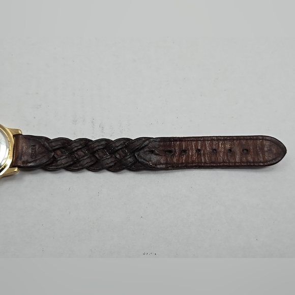1996 Guess Watch Gold Tone Date Brown Braided Strap Vintage Style New Battery main image 9